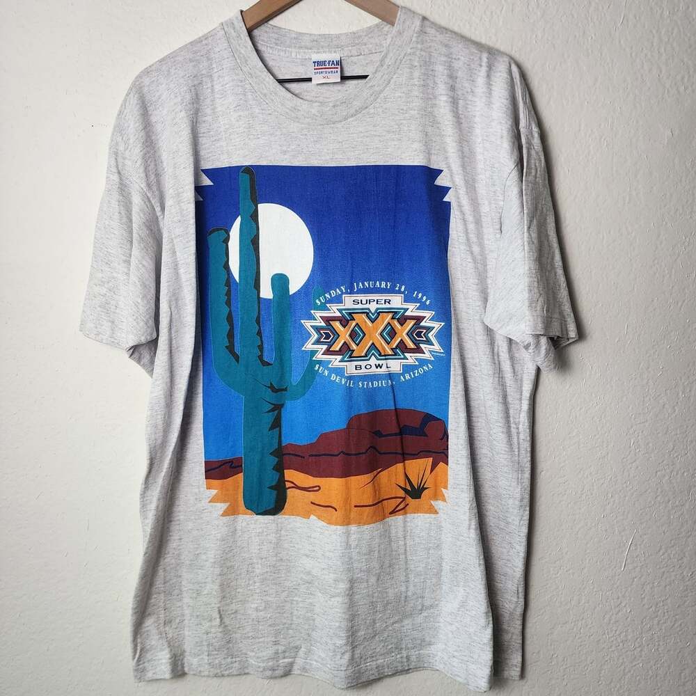 Vintage Super Bowl XXX Shirt Mens XL Gray NFL Football True Fan Sportswear 90s